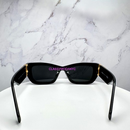 MIU MIU Sunglasses New Black Acetate Gold Metal Logo Square Cat Eye Authentic - Picture 20 of 21