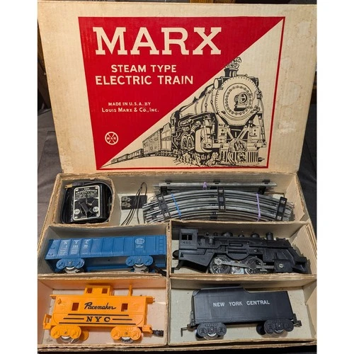 Vintage Marx 4205 Steam Type Electric Train Set & Original Box New York Central