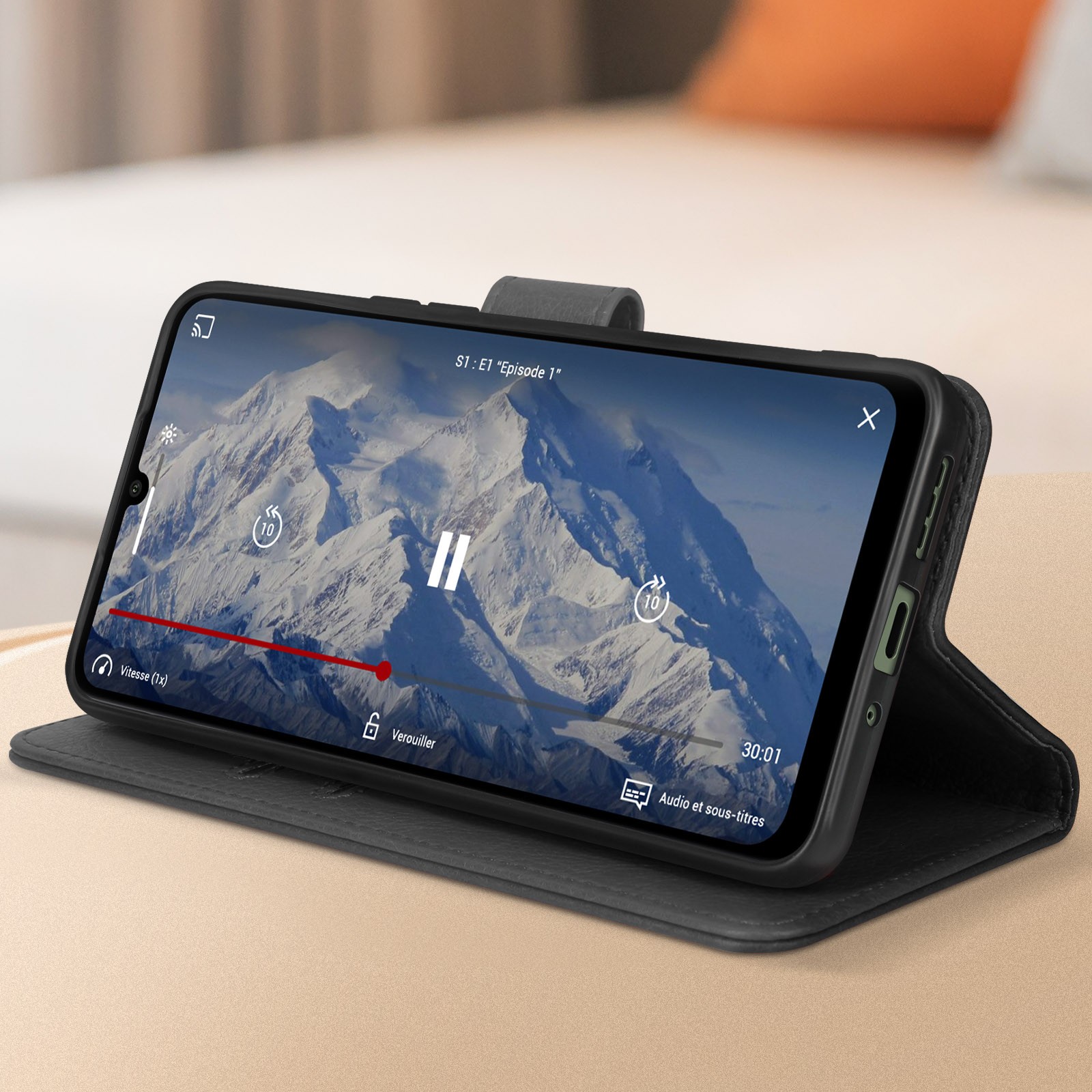 Housse Xiaomi Redmi 13C antichoc en simili cuir a fonction support - 4