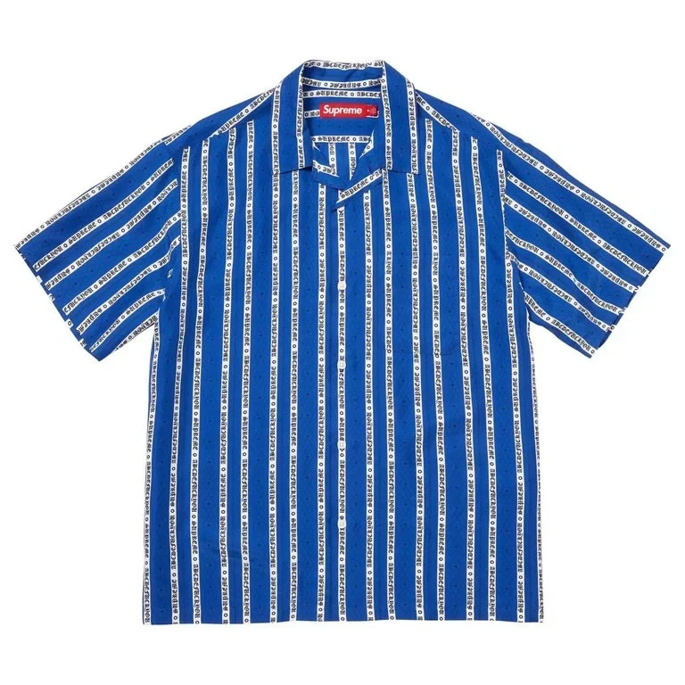 ト*ー様 初期レアXL‼️Supreme ストライプ半袖シャツ アメリカ製 Supreme Short Sleeve Striped Casual Button-Down Shirts for Men for