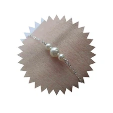 Vintage Pearl Bracelet Three Pearl Bead Bracelet Pearl Chain Bracelet Boho Pearl