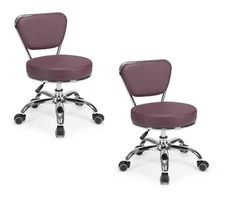 Set of 2 Dayton Pedicure Stool (Burgundy) Pneumatic with Adjustable Height