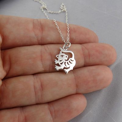 Jahr des Tigers Halskette - 925 Sterling Silber - chinesischer Sternzeichen Anhänger 