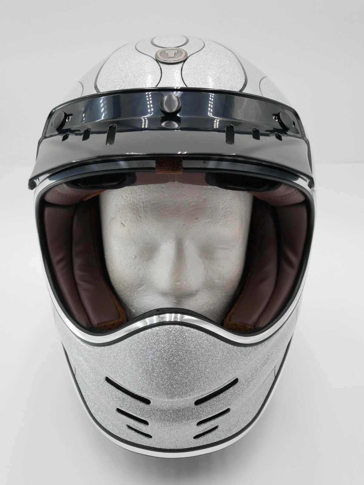 TORC T3 Retro Classic Helmet - Silver Mega Flake Blaze - Large