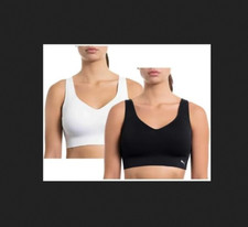 Puma Womens 2 Pack Medium Seamless Sports Bra - White Black