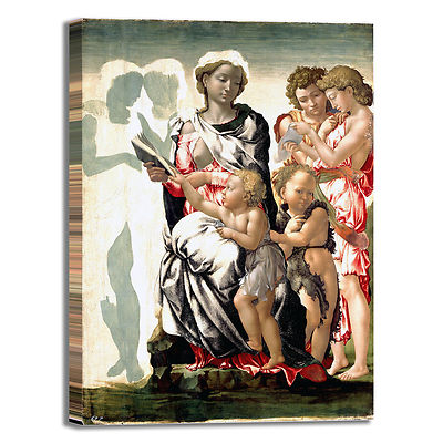 Michelangelo Madonna und Kind Bild Druck Leinwand Gemälde Rahmen Wohnkultur
