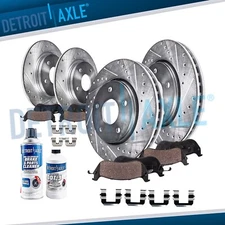 Front and Rear DRILLED Brake Rotors Ceramic Pads Kit for 2010 2011 Kia Soul 2.0L