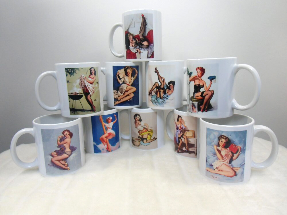 Mug pinup originale en porcelaine blanche, le cadeau rétro vintage parfait pour elle
