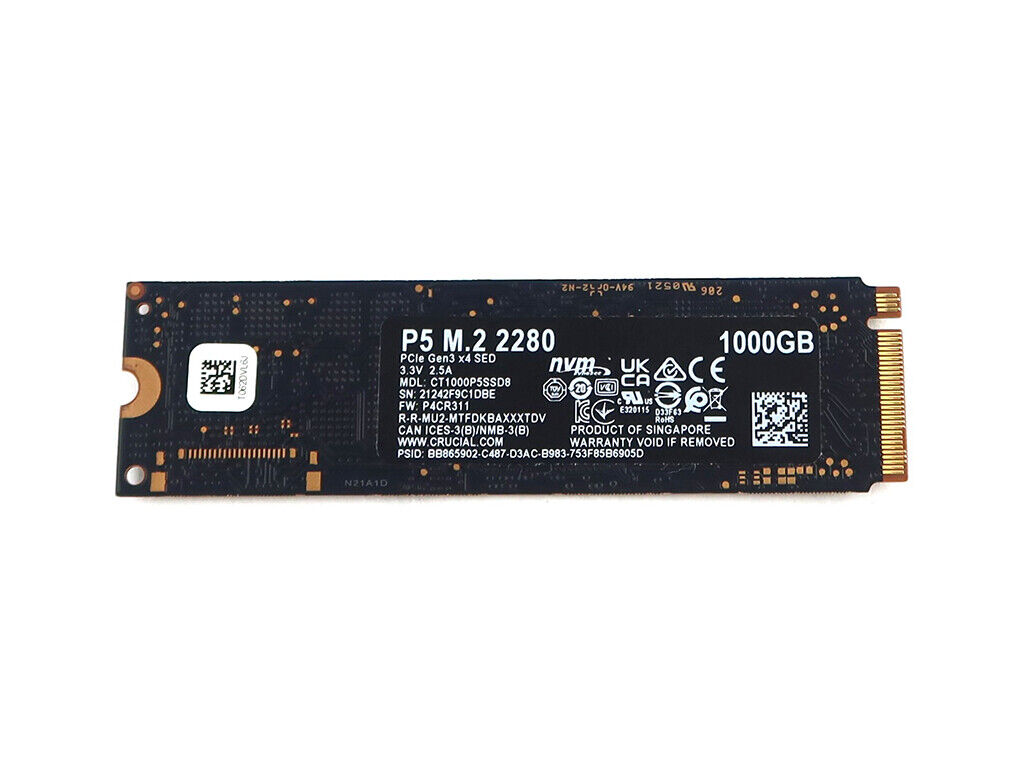 Crucial P5 1TB 3D NAND NVMe Internal Gaming SSD, up to 3400MB/s -  CT1000P5SSD8