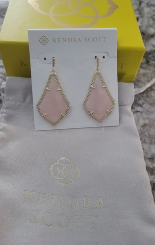 Kendra Scott Alex Gold Rose Quartz Drop Earrings NWT $70 Pouch & Gift BOX
