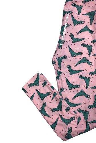 Lularoe LEGGINGS Pink Green Dinosaur 