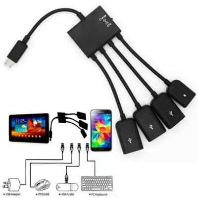 Micro USB Charging OTG Hub Splitter Cable for Smart Phone Android Tablet 4 In 1