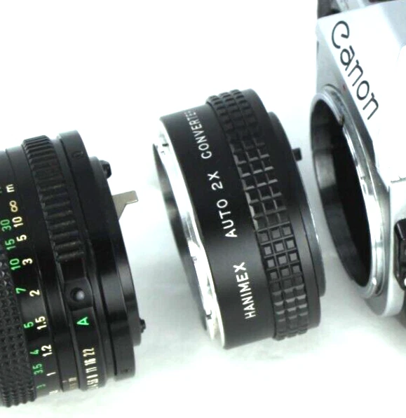 2x Teleconvertidor CUERPO NEGRO montaje FD para A1 AE-1 AE-1 Pro T90 FTB etc Lote1008 Foto 2 de 4