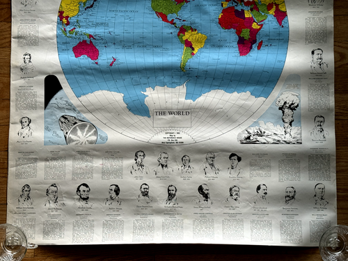 Vintage 1992 United States Europe US Presidents World Color Classroom Map 36x28 - Picture 4 of 24
