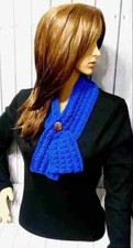 handmade  crochet womans keyhole scarf button cowl royal blue new