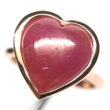 Heated 15 x 15 mm. Red Ruby Ring 925 Sterling Silver Rose Gold Coated Size 6