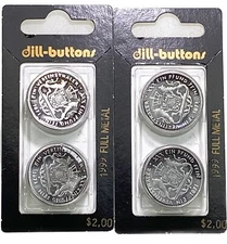 2 Dill Buttons 2 Pack Full Metal Vereinsthaler Crest 1” 25mm Vtg Germany