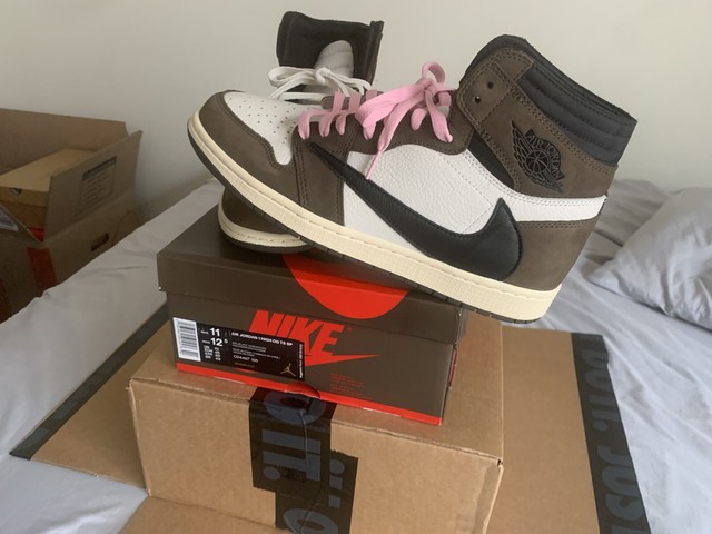 Nike Air Jordan 1 Retro High Travis Scott Basket Shoes - Sail/Black-Dark Mocha, US 11 (CD4487 