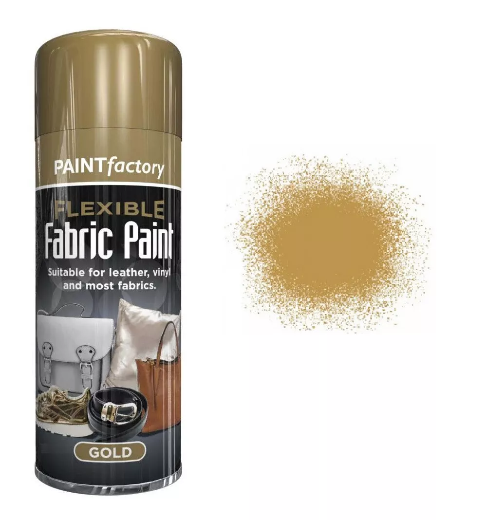 x2 Gold Fabric Spray Paint Leather Vinyl & Much More, Flexible 200ml 5  Colours 5055319510677