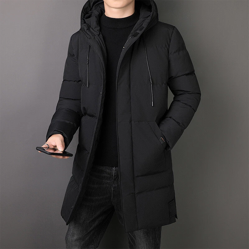 Men s Cotton padded Jacket Mid length Thickened Casual Overcoat Plus Size Winter