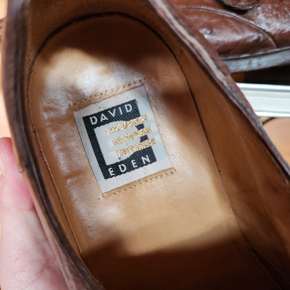 David Eden ostrich leather single monk strap shoes NEW David Eden Mens Genuine Ostrich Dress Shoes Brown Derby  main image 3
