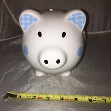 Mud Pie Initial Baby Piggy Bank Boys Blue  Polka Dot Initial Letter I  XHD 33509