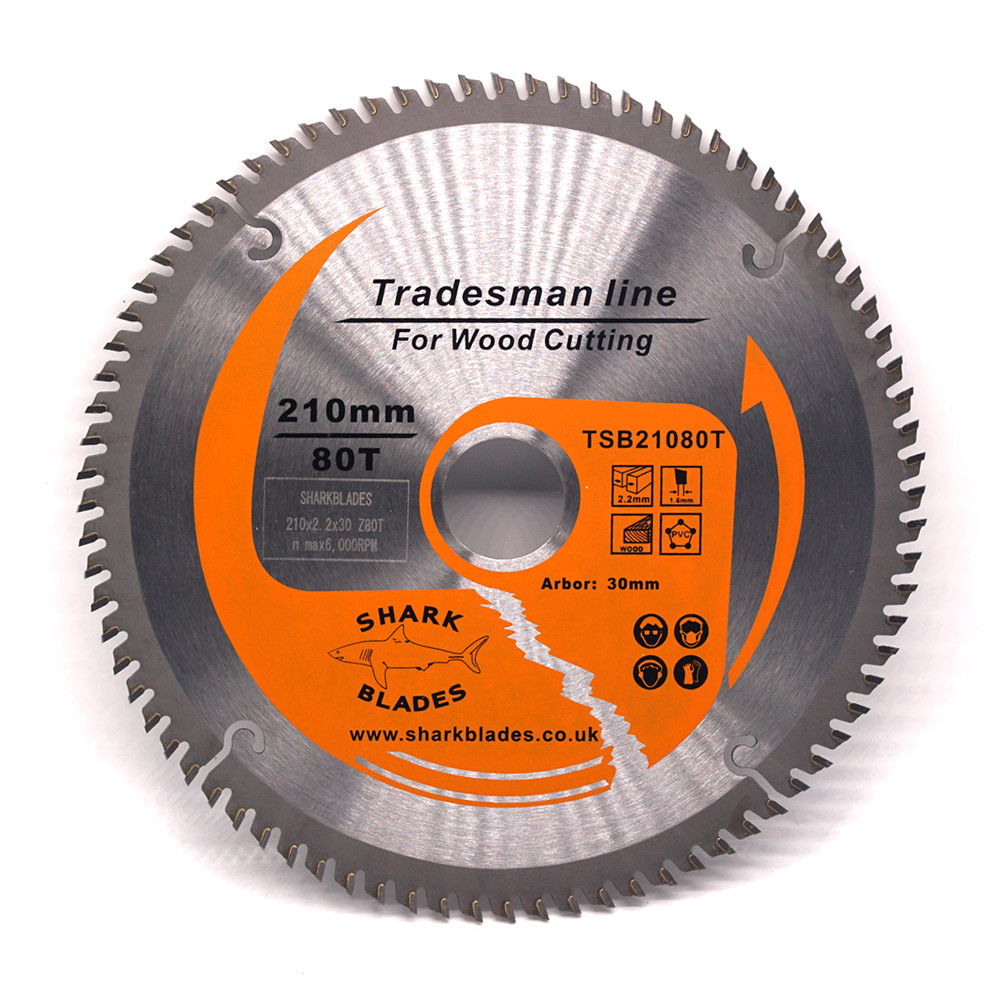 Haifischlätter TCT Kreissägeblatt 210mm x 80T passt Dewalt Hitachi Bosch Makita