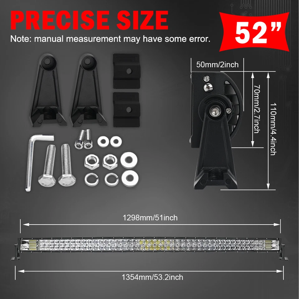 For Can-am Defender HD8/HD9/HD10 Roof 52" LED Light Bar Wire w/3" 48W Pods Fog - Image 3 of 4