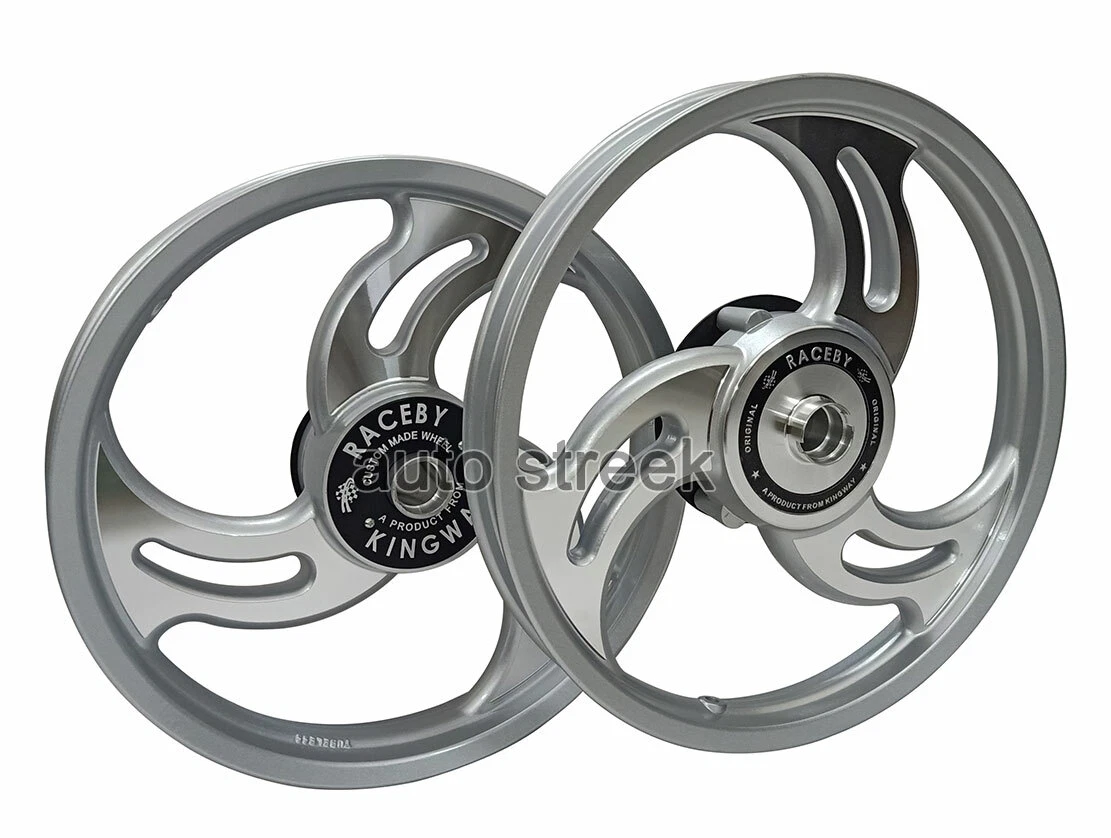 For Royal Enfield Classic 500 Front and Rear 3 Spoke Silver Alloy Wheel Rims