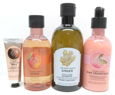The Body Shop Variety Lot of 4 Lotion Hand Cream Shampoo Body Care Essentials