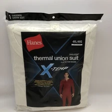Hanes Men's x-Temp Knit Thermal Union Suit Various Sizes Beige Style 28567