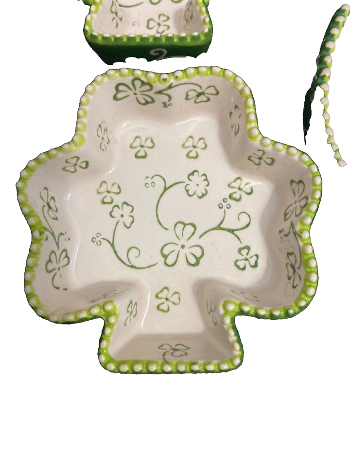 NEW Rare Saint Patricks Temptations Bakeware Shamrock Platter And Candy