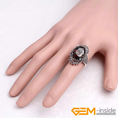 Natural Oval Gemstone Marquis Marcasite Beads Silver Jewelry Ring Size #6#8 Gift - Picture 47 of 55