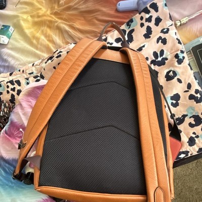 Coach Brown Pebbled Leather Backpack with Zipper Accent and Logo