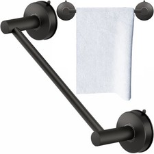 DGYB Suction Cup Towel Bar for Bathroom 17 Inch Matte Black Towel Holder Stai...