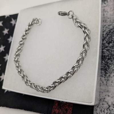 Woven Rope Style Bracelet, Stainless Steel, 7.87 Inches, New In The Box