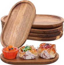 6 Pcs Wood Serving Board Bulk 10 Inch Long Wooden Charcuterie Boards Oval Acacia