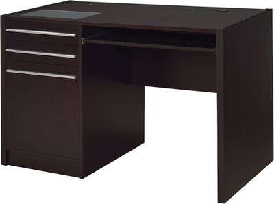Halston 47'' Computer Desk with Storage & Glass Top - Cappuccino Finish