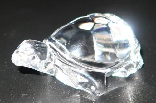 RARE Art Glass Signed STEUBEN Clear Crystal TURTLE, TORTOISE Figurine, 3 1/2"