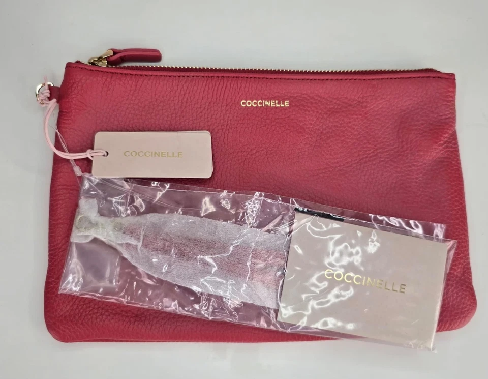 Coccinelle Women’s Wristlet Clutch Bag Light Coral Italian Pebbled Leather NEW - Image 4 of 4