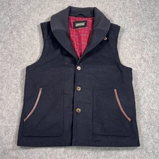 Orvis Navy Blue Wool Blend Hyde Park Knit Button Down Vest Men's Size Large