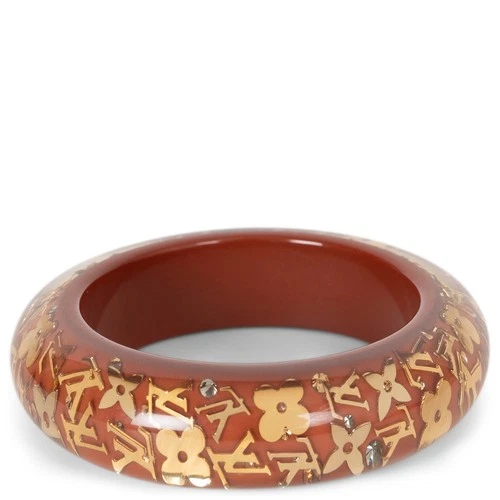 73010 auth LOUIS VUITTON brick resin INCLUSION MONOGRAM WIDE Bangle Bracelet