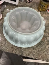 Vintage Tupperware Ice Blue 3 Piece Jello Mold Ice Fruit Ring 9" Made in USA