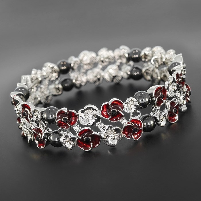 Equilibrium Jewellery Poppy Design Hematite Elasticated Bracelet Brand New