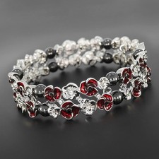 Equilibrium Jewellery Poppy Design Hematite Elasticated Bracelet Brand New