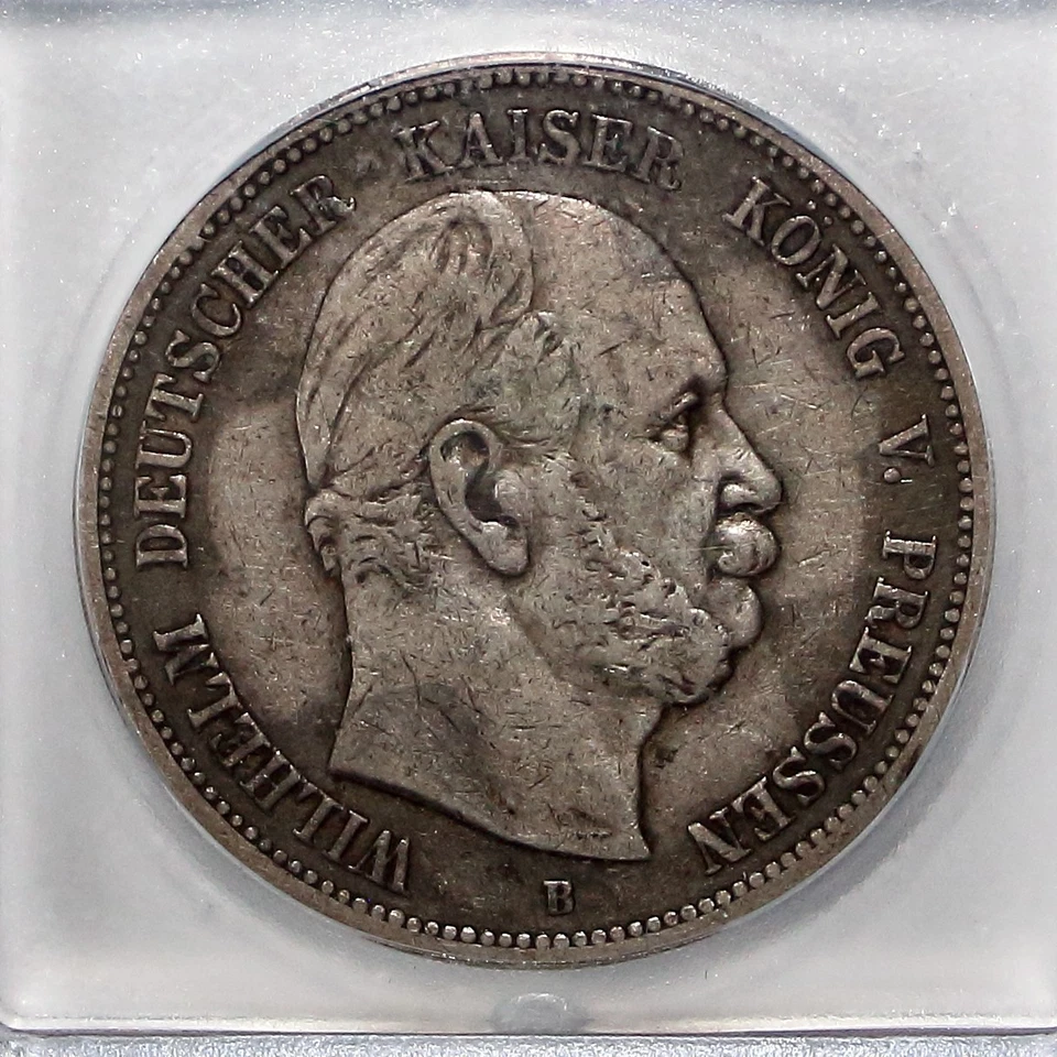 1875 B German States Prussia Silver 5 Mark ICG VF25 KM503 - Image 3 of 4