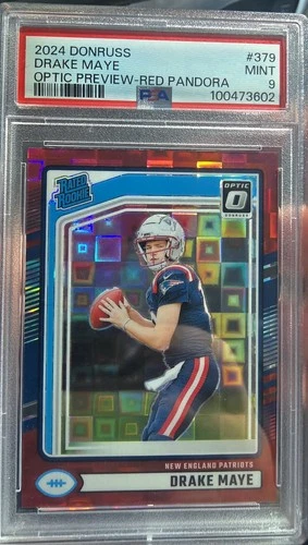 2024 Donruss Drake Maye #379 Optic Preview Red Pandora Rookie RC PSA 9 🔥