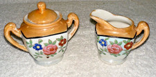 Vintage 2 Piece Child's Floral Tea Creamer  Sugar Bowl W/Lid Made In Japan