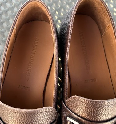 Allen Edmonds Mens Sidney Bit Loafers Brown Pebbled Leather 9.5D