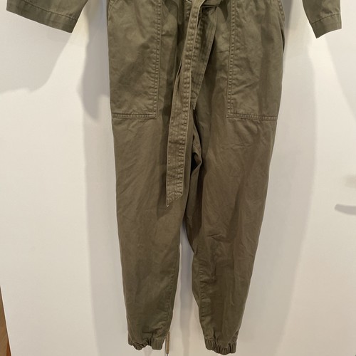 H & M NAVY OLIVE GREEN UTILITY JUMPSUIT MECHANIC WOMENS PAINTERS SUIT SZ 14 - Picture 2 of 6